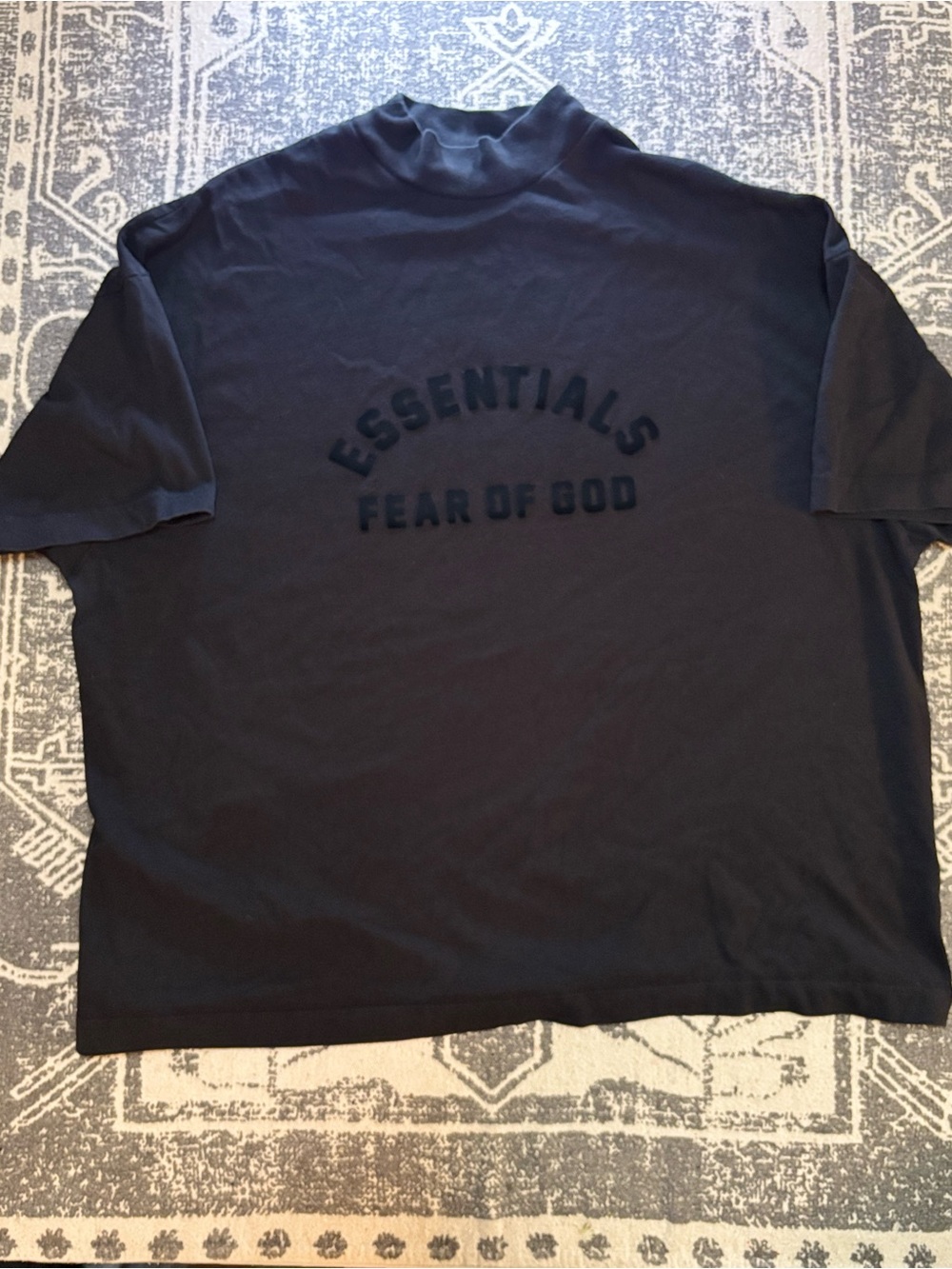 Fear of God Essentials Black Raised-Logo Tee